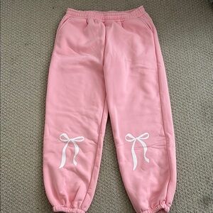 Pink Jogger Sweatpants with Knee Bows